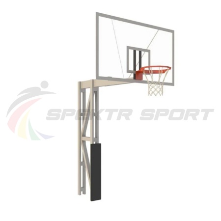 Купить Стойка баскетбольная уличная с защитой, щитом из оргстекла, аморт. кольцом и сеткой, вынос 225 см в Голицыне 