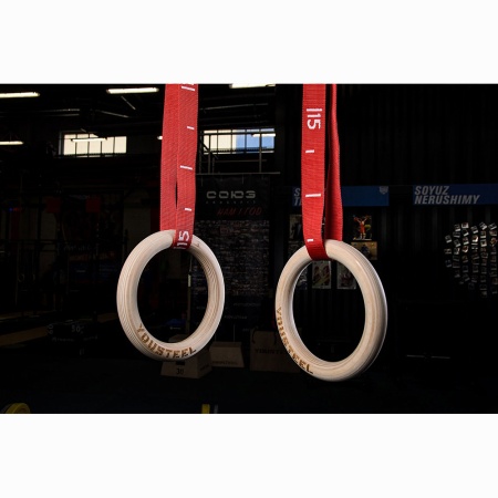 Купить Кольца гимнастические 32 мм красные стропы в Голицыне 