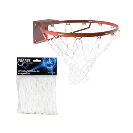 Купить Сетка баскетбольная Torres, нить 4 мм, белая в Голицыне 