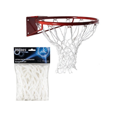 Купить Сетка баскетбольная Torres, нить 6 мм, белая в Голицыне 